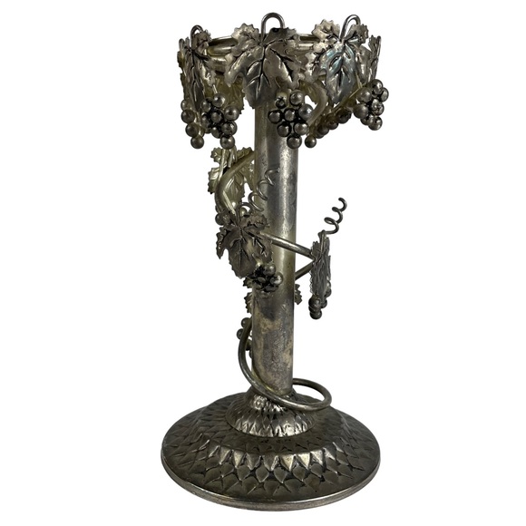 Vintage Silver Plated Grapevine Adorned Candlestick Candle Holder Display 9.5” - Picture 3 of 13